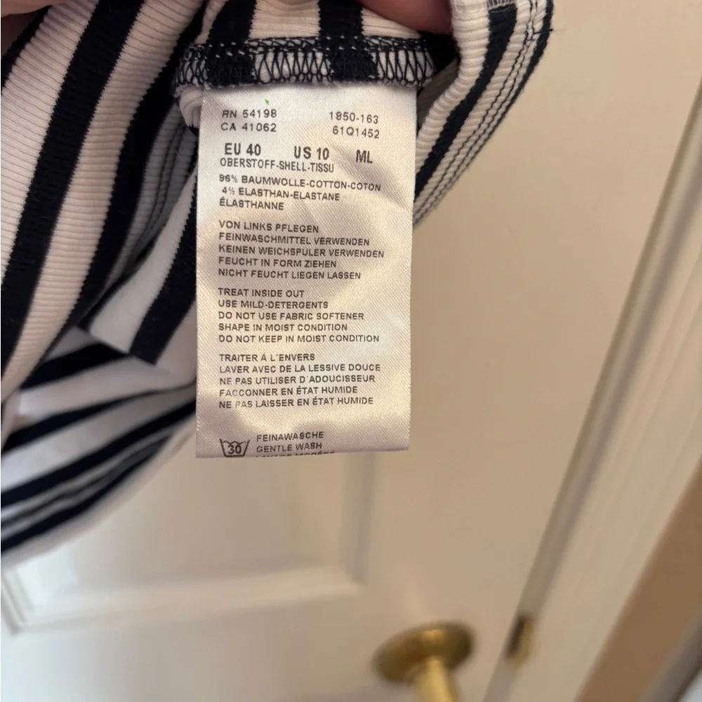 Bogner Striped Navy and White T-Shirt with Pink Sequin Detail Women’s M/L or 10 - Picture 6 of 8